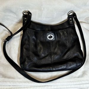 Coach black leather crossbody bag